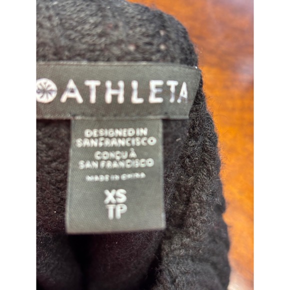 Athleta Black Ribbed Mock Neck Wrap Front Sweater XS 466769-03 HO22 NWOT - Picture 7 of 9